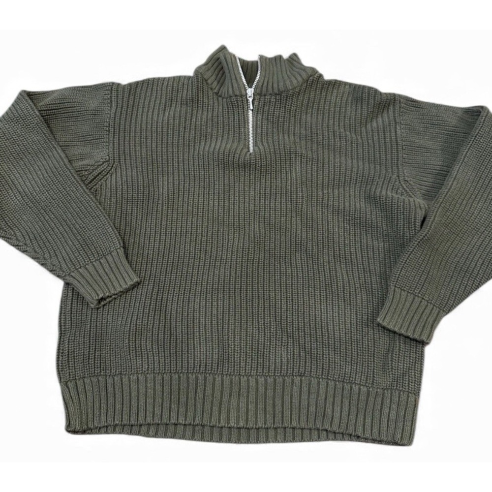 GAP Women's Small Green Quarter Zip Ribbed Knit Sweater Pullover Classic‎